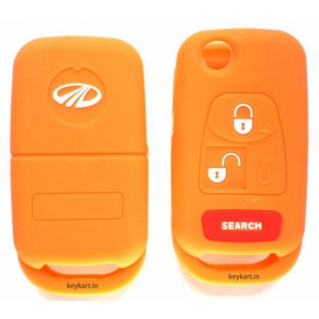 Silicone Key Cover For Mahindra Bolero Flip Type Key ( Orange)