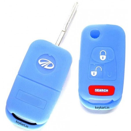 Silicone Key Cover For Mahindra Bolero Flip Type Key (Sky Blue)