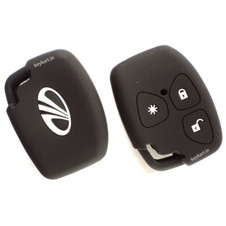 Silicone Key Cover For Mahindra Xylo /Scorpio / Quanto  3 Button Remote Key (Black)