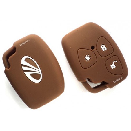 Silicone Key Cover For Mahindra Xylo /Scorpio / Quanto  3 Button Remote Key (Brown)