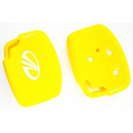 Silicone Key Cover For Mahindra Xylo /Scorpio / Quanto  3 Button Remote Key (Yellow)