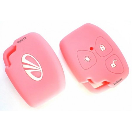 Silicone Key Cover For Mahindra Xylo /Scorpio / Quanto  3 Button Remote Key (Light Pink)