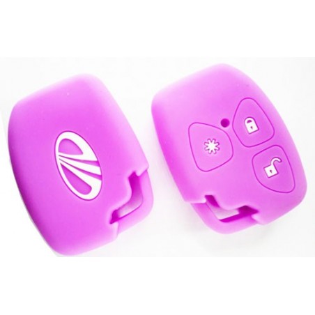 Silicone Key Cover For Mahindra Xylo /Scorpio / Quanto  3 Button Remote Key (Light Purple)