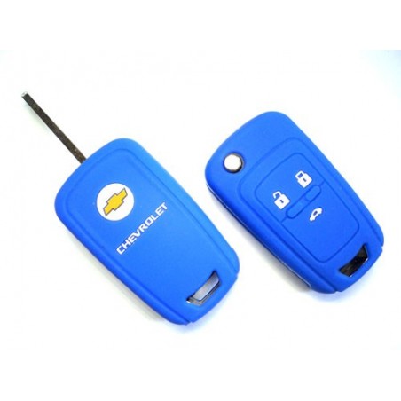 Silicone Key Cover For Chevrolet Cruze  3 Button Flip Key ( Blue)