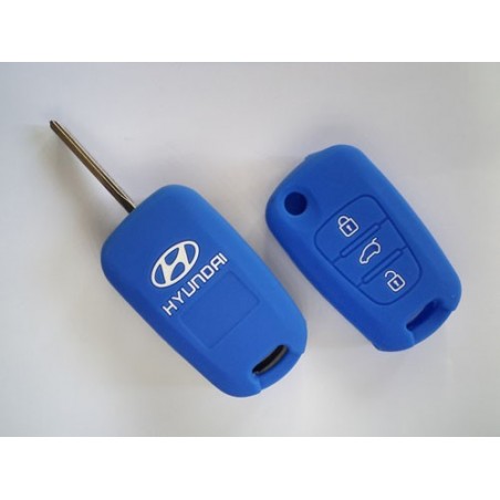 Silicone Key Cover For  Hyundai I10 / I20 Old  3 Button Flip Key ( Blue)