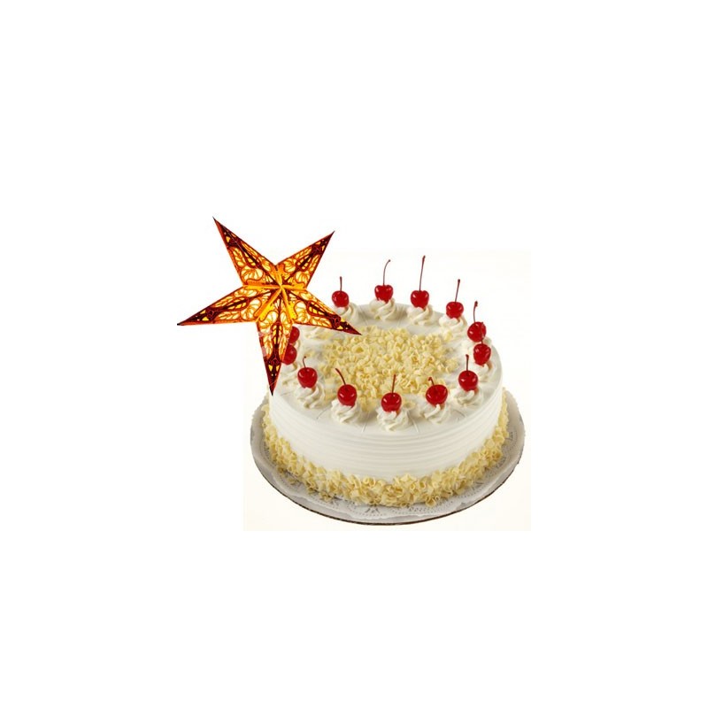 White Forest Cake-1kg with a Christmas star