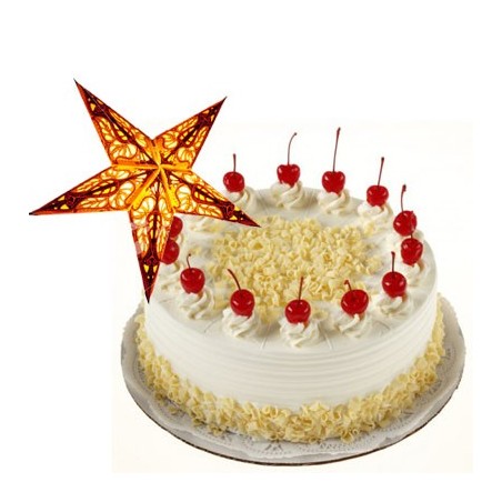 White Forest Cake-1kg with a Christmas star