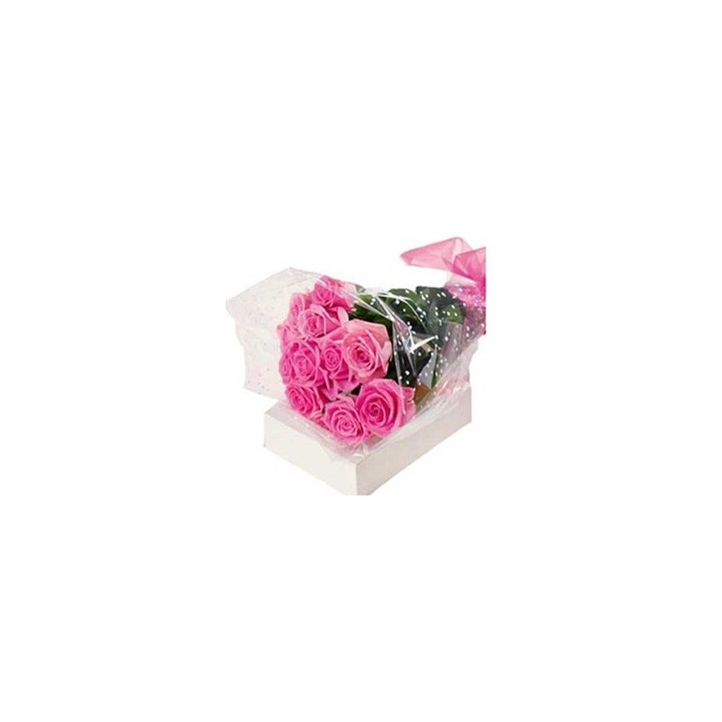 12 Pink Roses Bunch