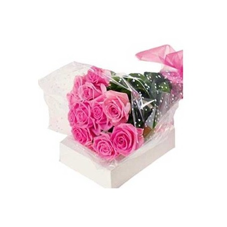 12 Pink Roses Bunch