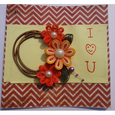 I love u smiley floral card