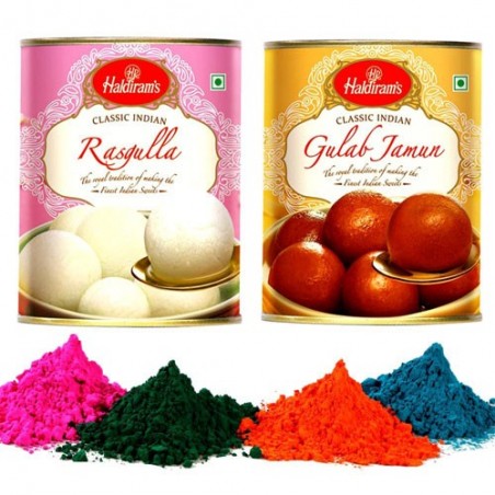 Gulab Jamun & Rasgulla with Gulal