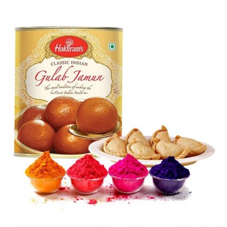 Gulab Jamun n Gujiya with Gulal